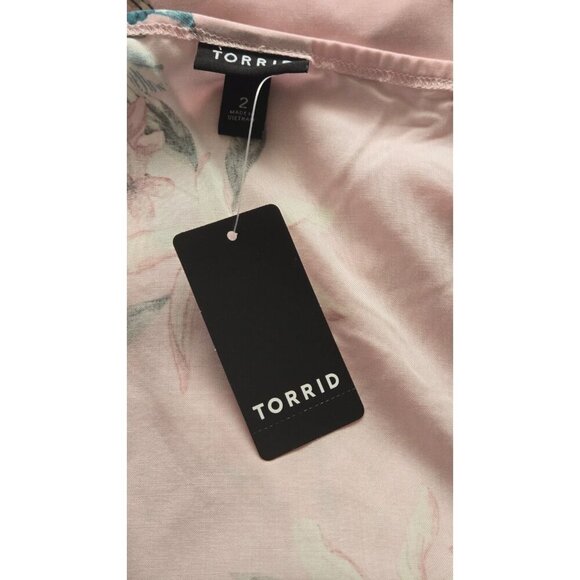 Torrid Pink Floral Pockets Off-Shoulder Midi Challis Dress Size 2X - Picture 11 of 11